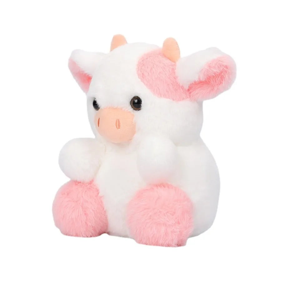 Floroux - Peluche de vache douillette avec des yeux scintillants