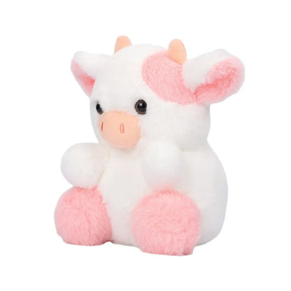Floroux - Peluche de vache douillette avec des yeux scintillants