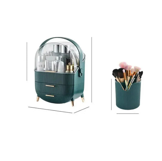 Grand Organisateur de Maquillage Étanche – Boîte de Rangement Cosmétiques et Bijoux Antipoussière