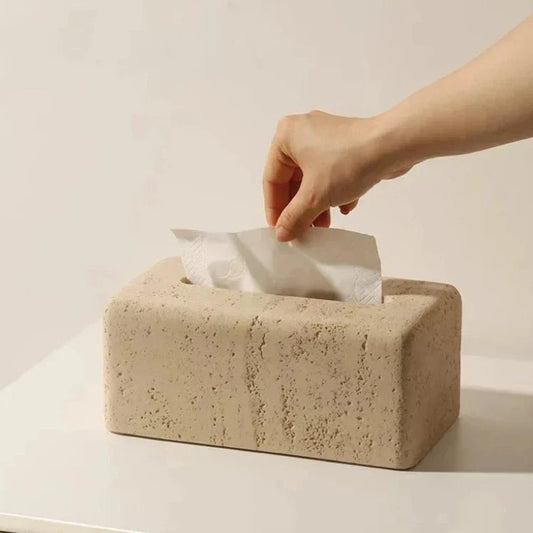 Floroux Faux Travertine Tissue Holder | Elegant Bathroom Decor | Practical and Stylish