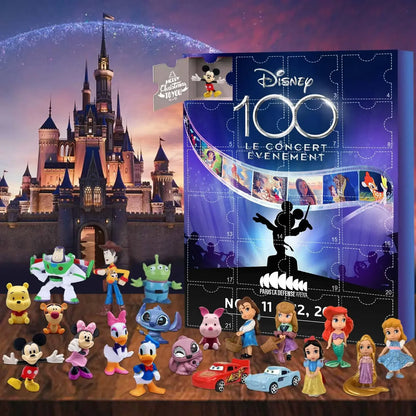 Calendrier de l'Avent de Noël 2024 avec des jouets Mickey, Minnie, Stitch et Hello Kitty pour enfants