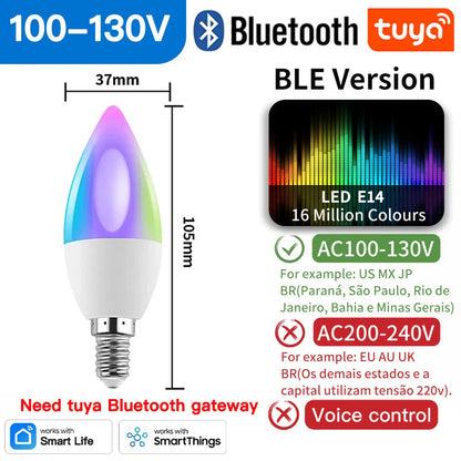 Ampoule LED intelligente Tuya Zigbee E14 - Contrôle WiFi Bluetooth via SmartLife Google Alexa Apps