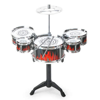Kit de batterie jazz pour enfants - Jouet de percussion facile à utiliser pour les jeunes musiciens avec 5 tambours et cymbales