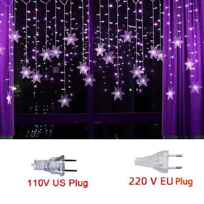 Guirlande lumineuse LED en forme de flocon de neige étanche - Rideau féerique clignotant pour fêtes de fin d'année, mariages et décorations extérieures 3,2 m (125,9 pouces)