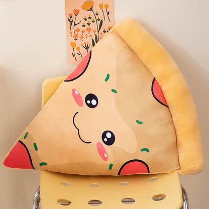 Floroux - Mignonne pizza en peluche avec un visage joyeux pour des heures de câlins confortables