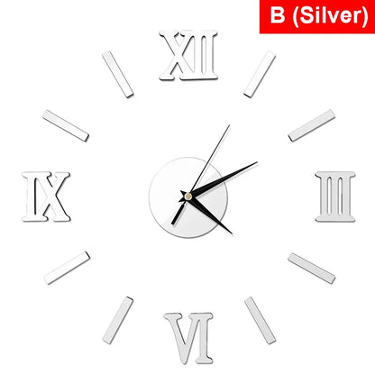 RomanTime Horloge 3D - Décoration Murale DIY Moderne