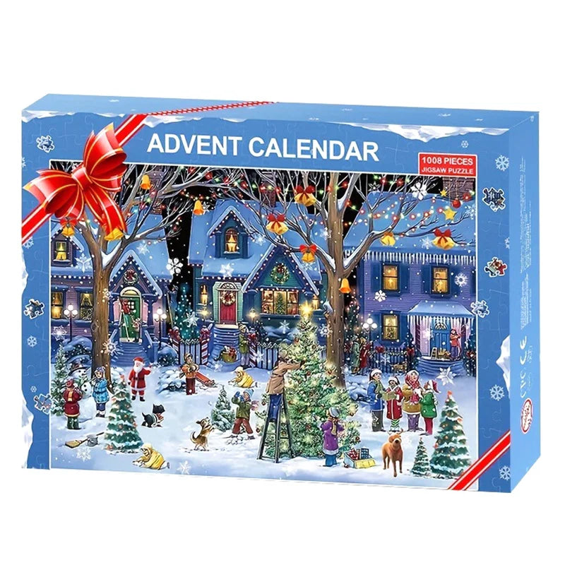Calendrier de l'Avent Puzzle Jigsaw de Noël - Puzzle de 1008 pièces Compte à rebours jusqu'à Noël Cadeau pour tous les âges