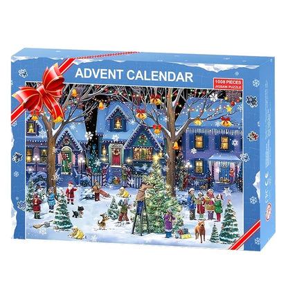 Calendrier de l'Avent Puzzle Jigsaw de Noël - Puzzle de 1008 pièces Compte à rebours jusqu'à Noël Cadeau pour tous les âges