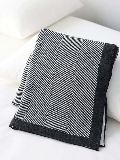 Couverture en tricot en chevrons luxueuse [130x180CM]