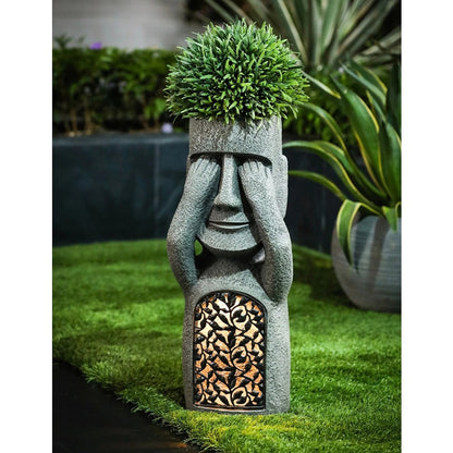 Statue de pot de fleurs avec LED solaire | Entendre Voir Parler