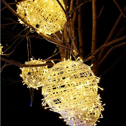 Sphere Lumières de Fête en Osier - Éclairage de Fête Élégant en Osier pour Chaque Occasion