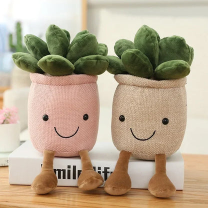Coussin Succulent en Peluche – Coussin Décoratif Créatif en Design de Pot pour Chambre d'Enfant et Salon, Cadeau Idéal