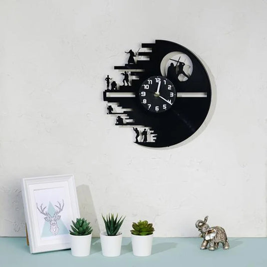 Horloge Vinyl StarWars - Décoration Murale LED pour Chambre