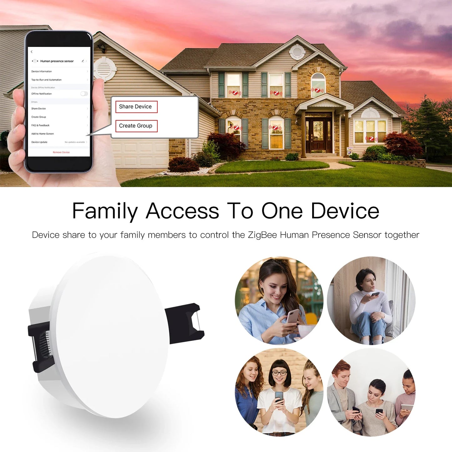Détecteur de présence humaine intelligent Tuya Zigbee - Contrôle de détection photométrique WiFi via les applications SmartLife Google Alexa