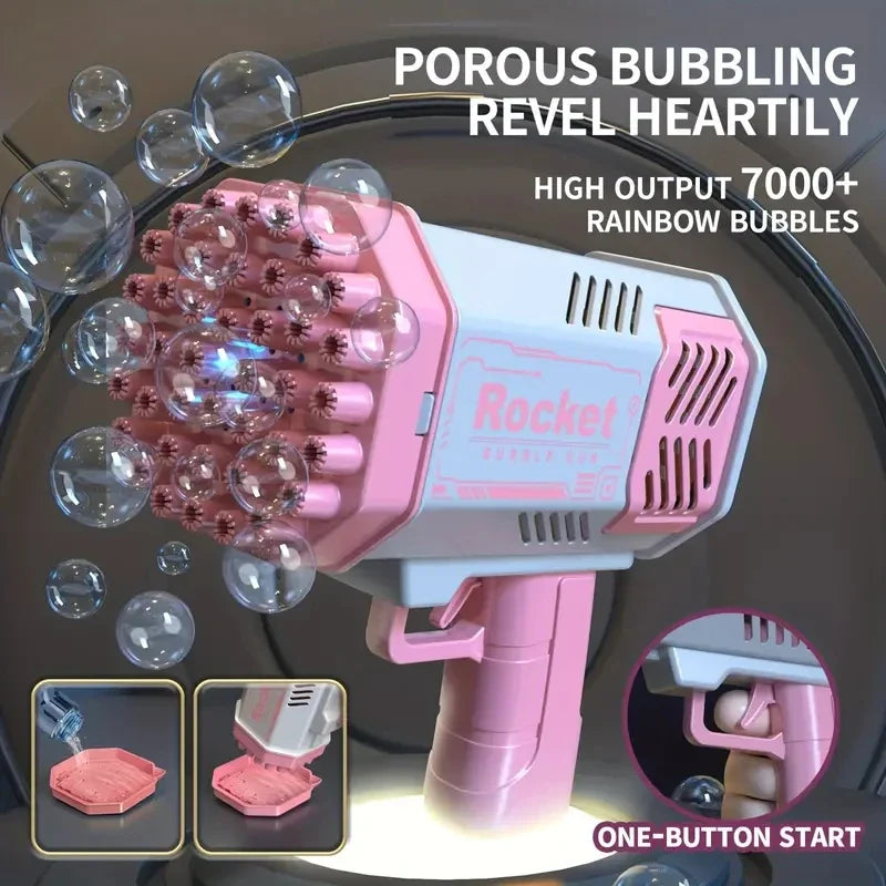 Pistolet à bulles électrique 40 trous - Amusement en extérieur pour enfants, sans piles ni solution à bulles requises
