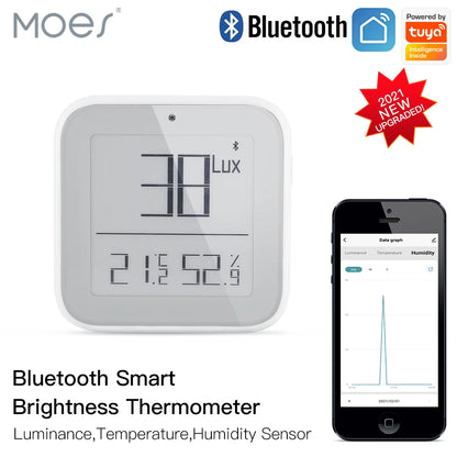 Capteur de luminosité, de température et d'humidité Tuya ZigBee Smart Bluetooth Mesh - Contrôle WiFi via les applications SmartLife Google Alexa