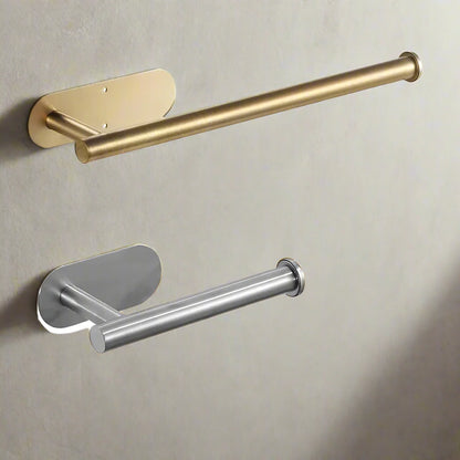 Étagère de salle de bain en acier inoxydable moderne et support autocollant pour rouleau de papier toilette