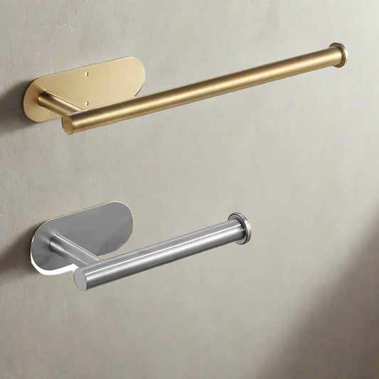 Étagère de salle de bain en acier inoxydable moderne et support autocollant pour rouleau de papier toilette