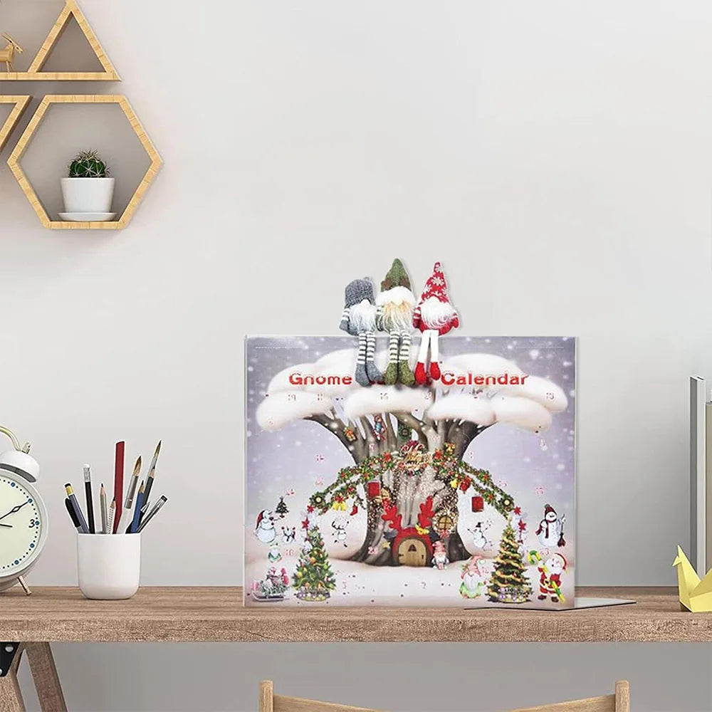 Calendrier de l'Avent Gnome de Noël en Peluche - Décor Scandinave pour le Compte à Rebours des Fêtes, 3 Gnomes Tomte Collectionnables