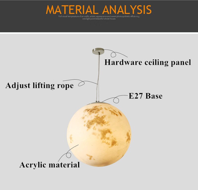 Chandelier moderne créatif pleine lune nordique