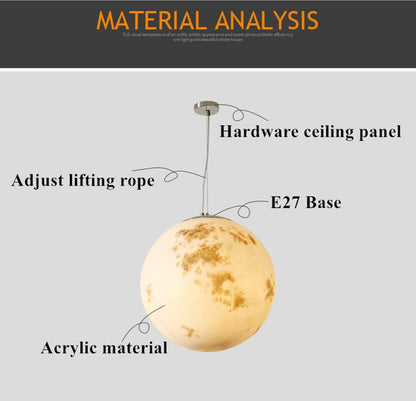 Chandelier moderne créatif pleine lune nordique