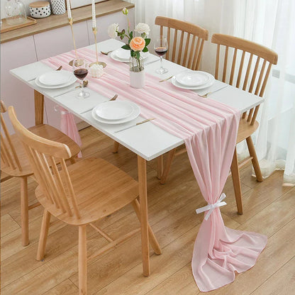 Chemin de table en chiffon unicolore luxueux au design rustique Boho avec des franges – Décoration de table parfaite pour les mariages, les baby showers, Pâques, la Saint-Valentin et la maison