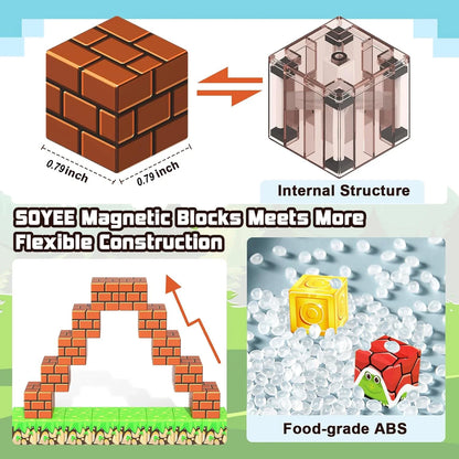 Ensemble de blocs de construction magnétiques pour enfants - Cubes sensoriels STEM Montessori pour tout-petits, cadeau éducatif pour garçons et filles