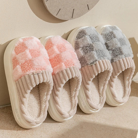 Dreamy Feet Chaussons - Pantoufles en Coton Carreaux Tendance pour un Confort Optimal
