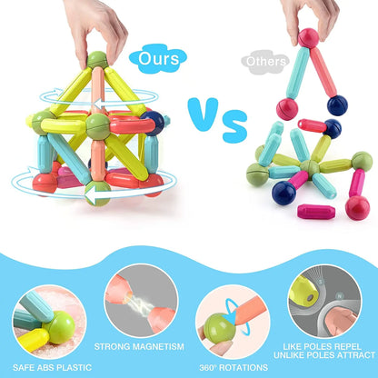 Set de blocs de construction magnétiques pour enfants - Jouet éducatif Montessori pour tout-petits, cadeau de construction créatif magnétique
