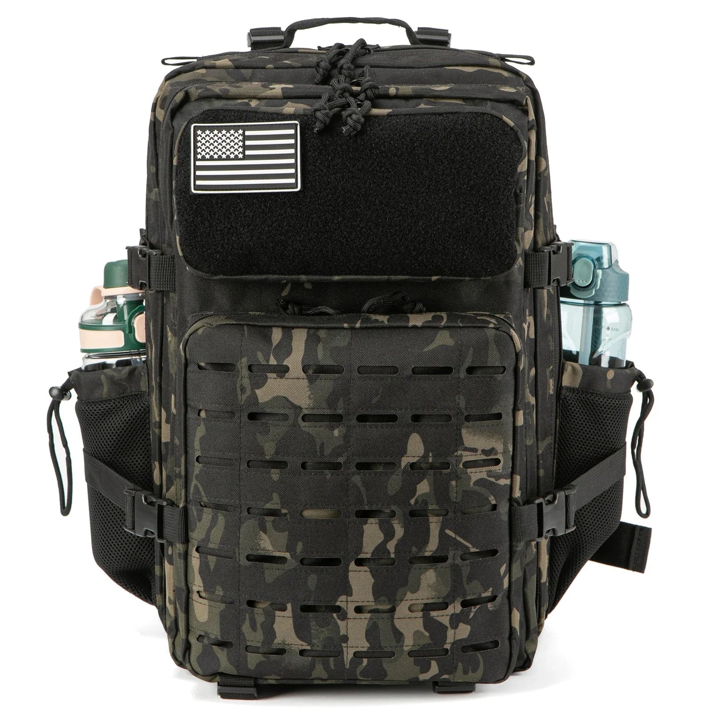 Sac à dos tactique 45L pour hommes/femmes – Daypack MOLLE pour la chasse, la pêche, la randonnée, le trekking et la survie – Sac à dos extérieur grande capacité avec porte-gobelets