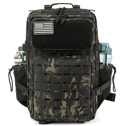 Sac à dos tactique 45L pour hommes/femmes – Daypack MOLLE pour la chasse, la pêche, la randonnée, le trekking et la survie – Sac à dos extérieur grande capacité avec porte-gobelets