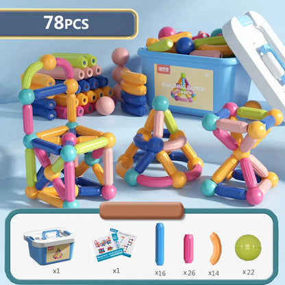 Set de blocs de construction magnétiques pour enfants - Jouet éducatif Montessori pour tout-petits, cadeau de construction créatif magnétique