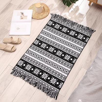 Tapis tissé à la main rétro-bohème 60x90 cm – Tapis à franges pour salon et décoration intérieure