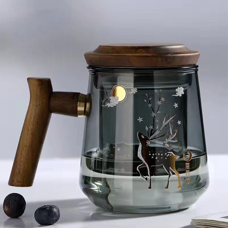 Floroux glass tea cup with filter | Heat-resistant water cup | Kung-Fu tea set for office and home