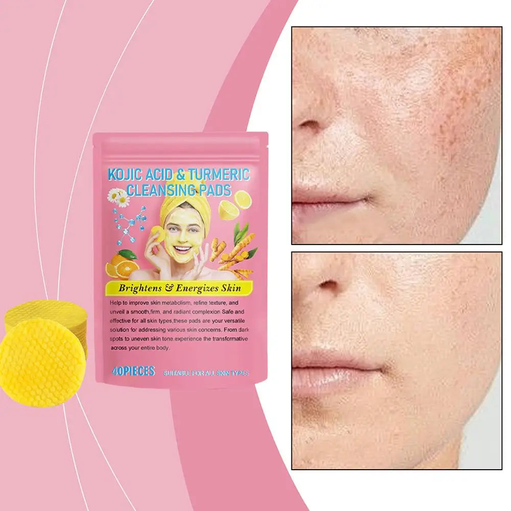 Éponges Exfoliantes Nettoyantes au Curcuma et à l'Acide Kojique - Pack de 40 pour un Soin de la Peau Radieux