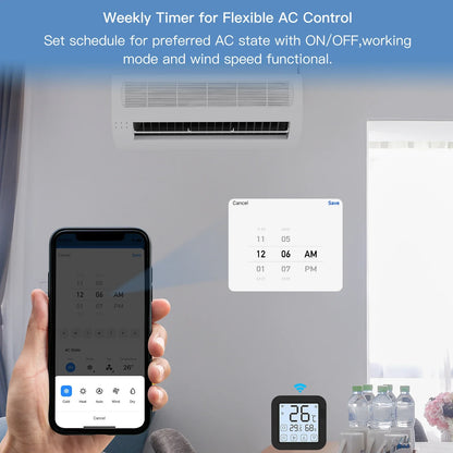 Contrôleur de thermostat IR Tuya avec écran LCD - Contrôle de température et d'humidité WiFi via les applications SmartLife Google Alexa