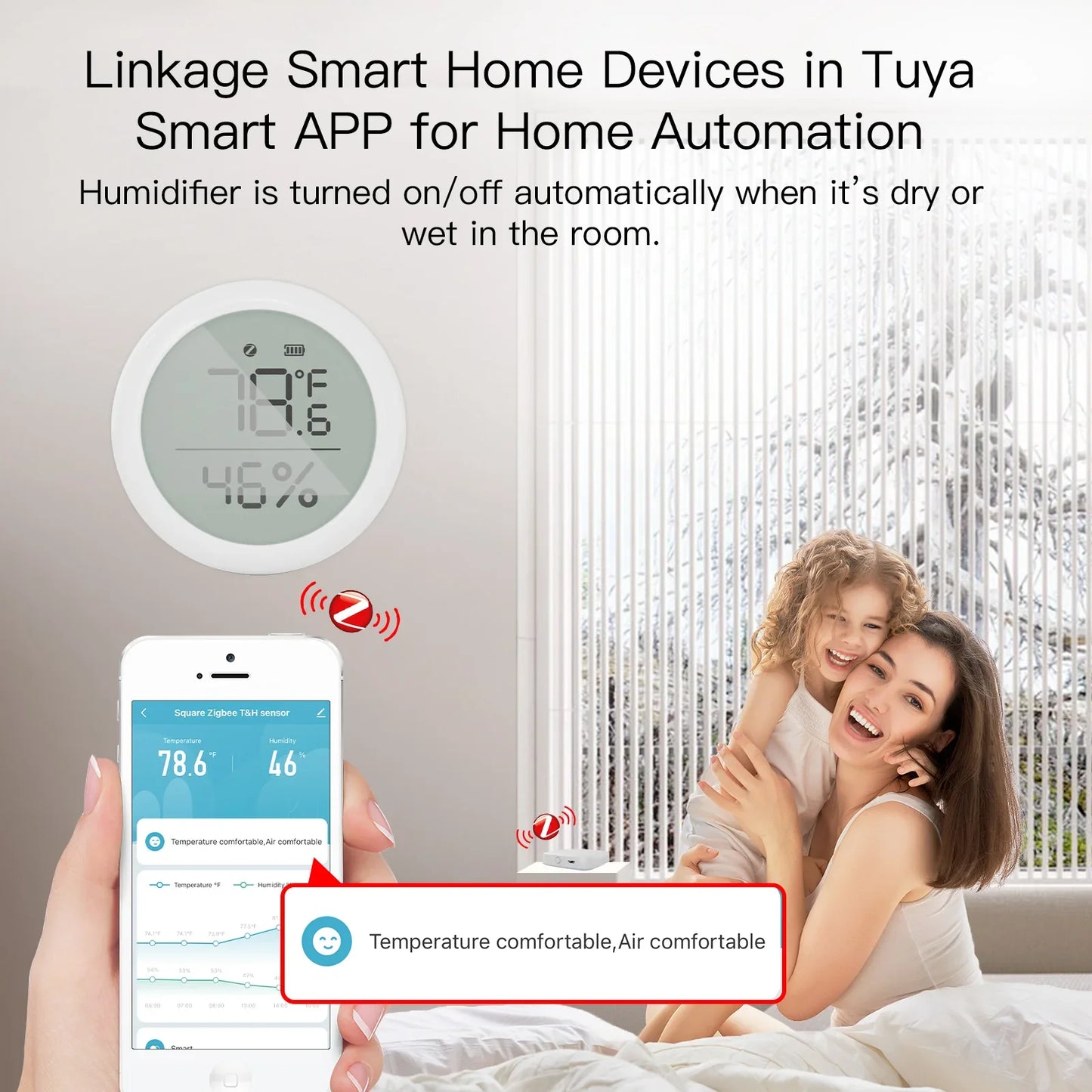 Capteur de température et d'humidité intelligent Tuya ZigBee avec écran LCD - Hygromètre intérieur WiFi Surveillance via SmartLife Google Alexa Apps