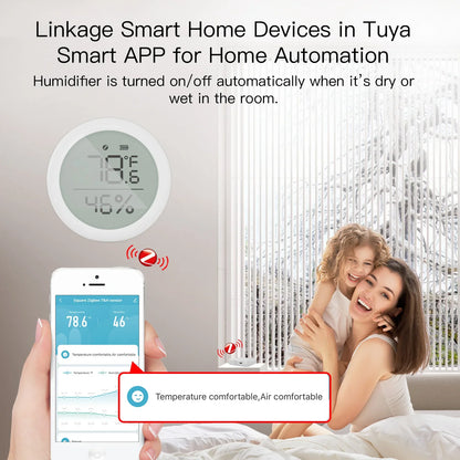 Capteur de température et d'humidité intelligent Tuya ZigBee avec écran LCD - Hygromètre intérieur WiFi Surveillance via SmartLife Google Alexa Apps