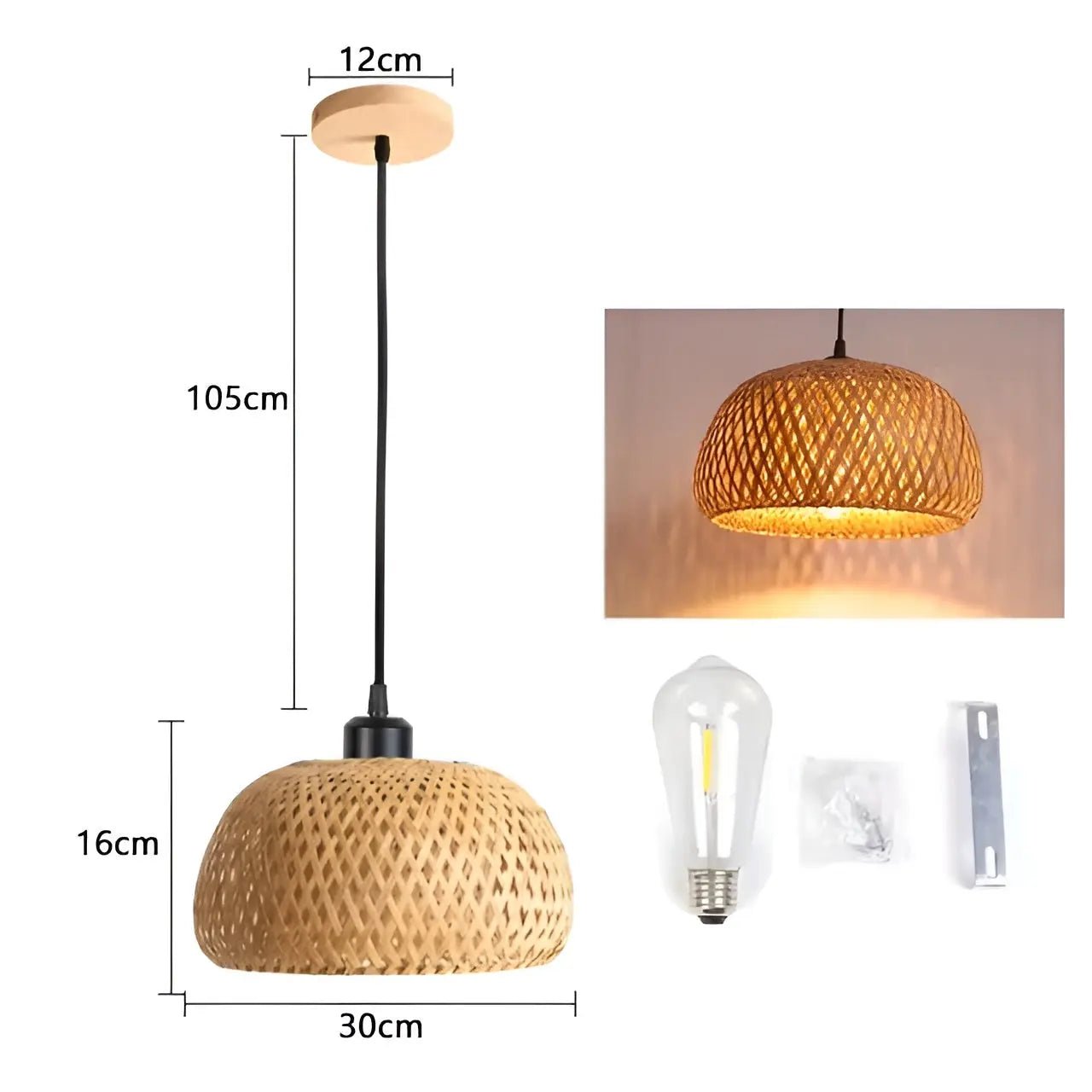 Élégante Lampe à Suspension en Rotin : Éclairage Luxe pour Tout Espace