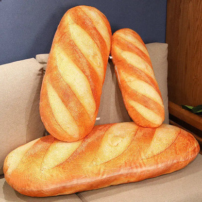 Coussin Pain Français en Peluche - Décor Alimentaire Doux en Peluche, Accessoire de Fête Amusant pour Enfants, Compagnon de Sommeil Confortable, Cadeau Unique pour Chambre