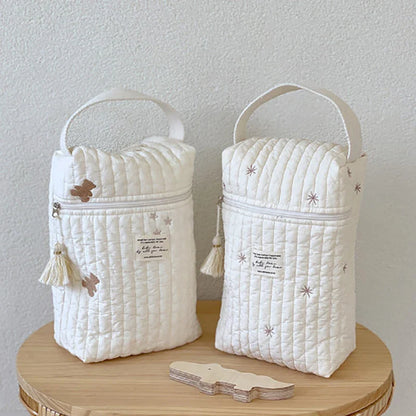 Sac à langer brodé en Jean : sac à langer portable avec fermeture éclair suspendu pour poussette