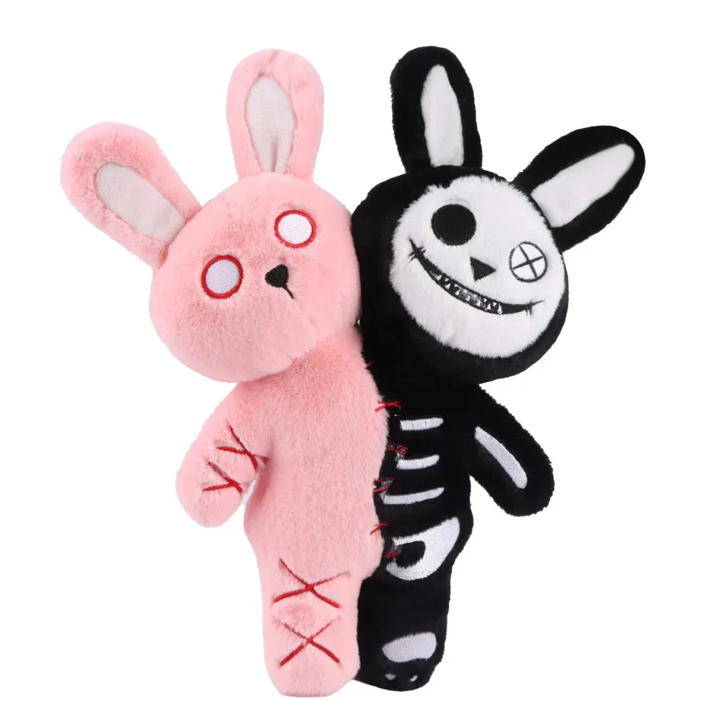 Floroux - Lapin en peluche mystérieux avec double crâne pour Halloween