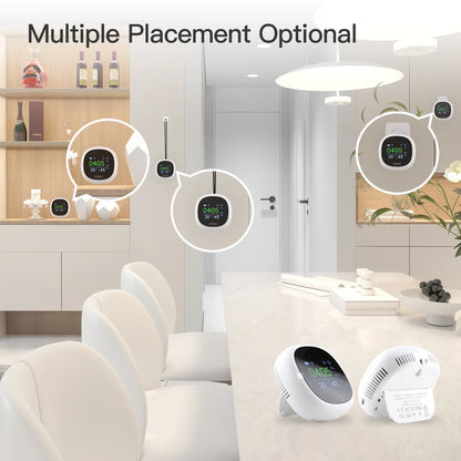 Capteur de température, d'humidité et de CO2 3 en 1 Tuya avec écran LCD - Moniteur de qualité de l'air WiFi Bluetooth via les applications SmartLife Google Alexa