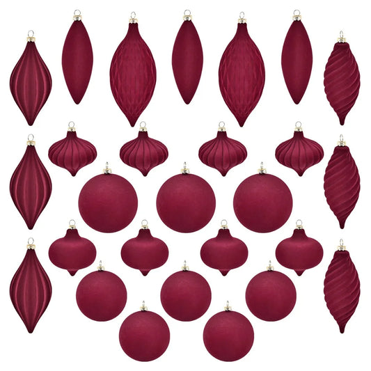 Boules de Noël élégantes en velours flocké incassables - Décorations d'arbre de vacances réutilisables pour l'ambiance festive 27PCS
