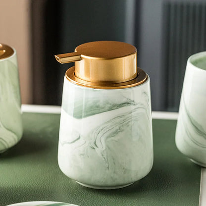 Floroux 4-piece bathroom set | Green marble design | Luxurious bathroom accessories for the home