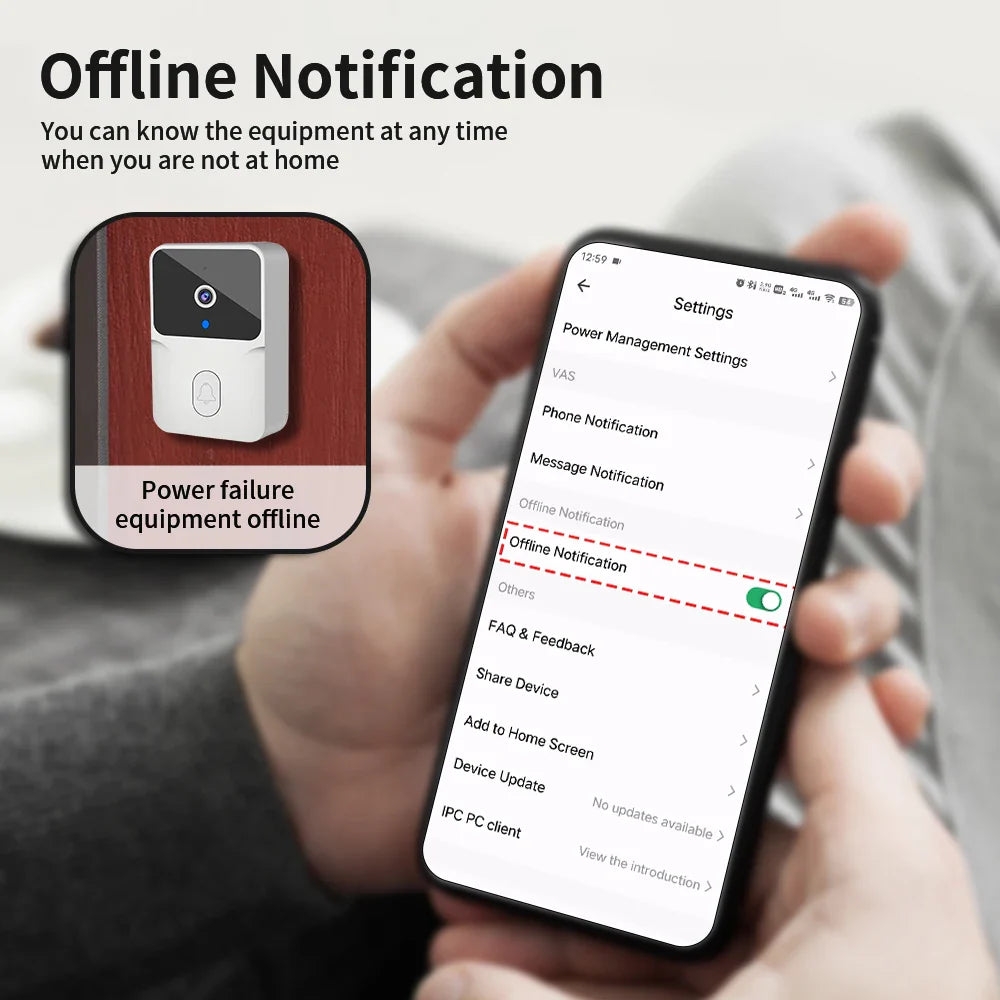 Belle caméra de porte vidéo sans fil Tuya HD - Détection de mouvement PIR WiFi et alarme contrôlée via les applications SmartLife Google Alexa