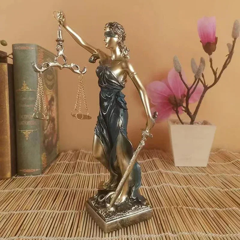 Floroux Déesse de la Justice Statue | Sculpture en Bronze Antique | Décor pour Maison & Bureau