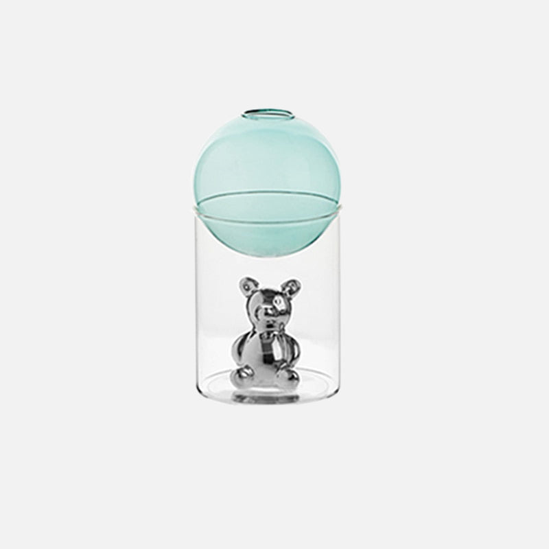 Floroux Glass Vase | Galactic Design | Decorative Vase | Bear-Shaped Glass Vase for Flowers and Decoration