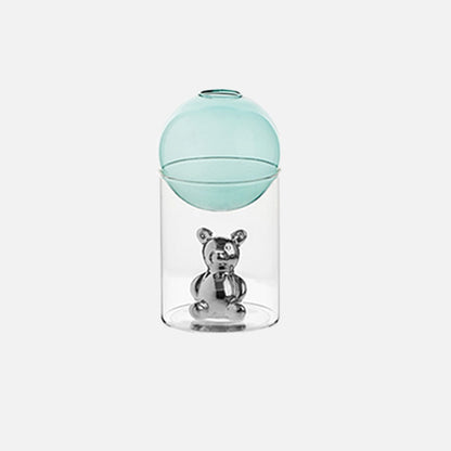 Floroux Glass Vase | Galactic Design | Decorative Vase | Bear-Shaped Glass Vase for Flowers and Decoration