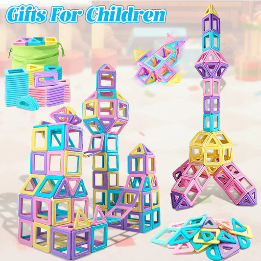 Ensemble de tuiles magnétiques créatives pour enfants - Jouet éducatif STEM pour garçons et filles, cadeau parfait pour un apprentissage amusant et engageant